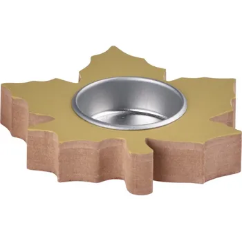 Svícen Svícen dřevo, plech 100x90 mm list zelená, na čaj. svíčku 53 gram