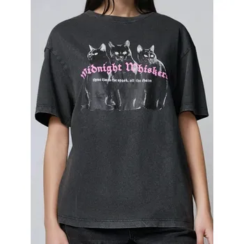 Sinsay - Bavlněné oversize tričko s potiskem - fialová - 602FG-94X - 602FG-94X-S