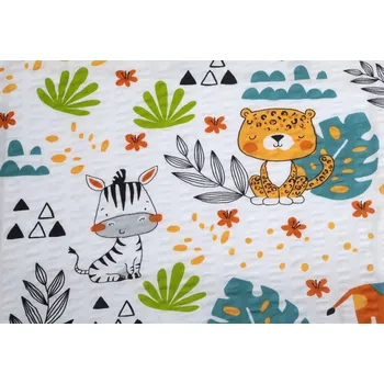 JAN peří Kvalitní bavlněná látka - krep - malovaná ZOO - Kvalitní bavlněná látka - krep - malovaná ZOO - 1 m (100x240 cm)