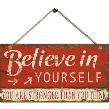 Obraz Dřevěná cedulka s nápisem Believe in yourself 10 x 20 cm