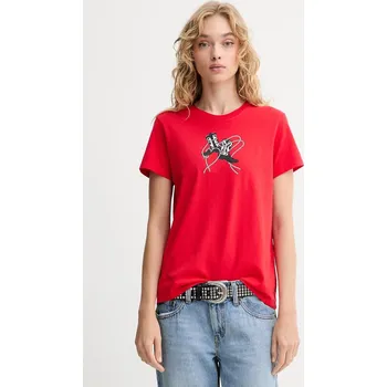 Dámské tričko Bavlněné tričko Levi's dámské, červená barva, 17369 17369.3267 29A, vel. L