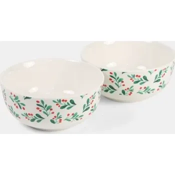 Vánoční dekorace Sinsay - Vánoční keramické misky s motivem větviček, sada 2 ks - bílá - 897GC-00X - 897GC-00X-ONE