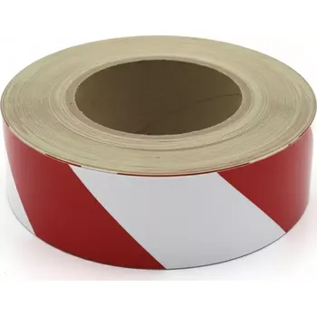 Výstražná páska Bílo-červená levá reflexní výstražná páska - délka 45 m, šířka 5 cm