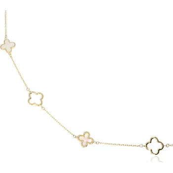 Náramek Zlatnictví Helios Zlatý náramek se čtyřlístky s perletí