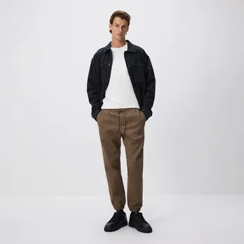 Reserved - Bavlněné jogger kalhoty - tmavě hnědá - 6006L-89X - 6006L-89X-XL