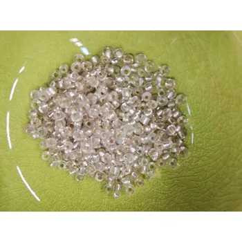 Dětské navlékací korálky Korálky PRECIOSA rokajl vel.8/0 - čirá se stříbrným průtahem - 10g