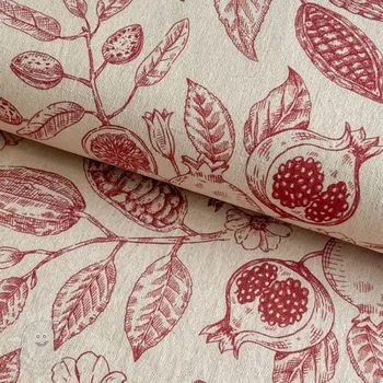 Dekorační látka RUSTIC VINTAGE PRINT Granata groseille