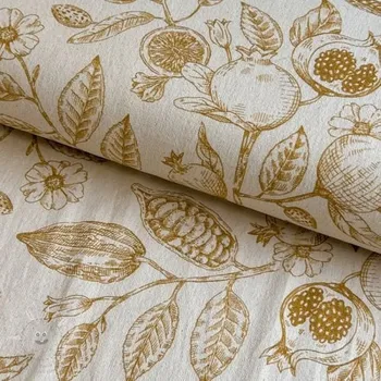 Dekorační látka RUSTIC VINTAGE PRINT Granata peanut