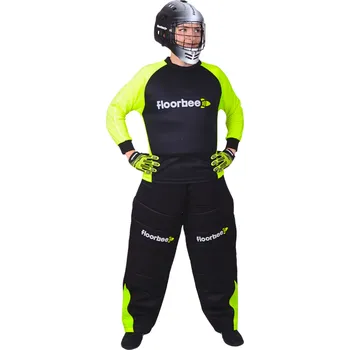 Florbalový dres FLOORBEE Padded Landing set 3.0 Black/Reflex yellow with HELMET Brankářský set s přilbou 152 cm, žlutá / černá