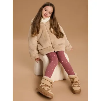 Sinsay - Kabát z měkké umělé kožešiny s kapucí - béžová - 663EI-02X - 663EI-02X-98