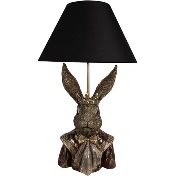 Lampička Zlatá stolní lampa Králík s černým stínidlem - Ø 37*61 cm