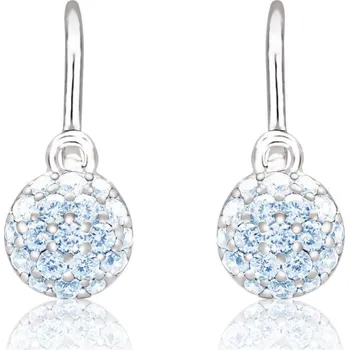 Náušnice Emmy’s | Dětské náušnice kulaté | EM 70414 | z bílého zlata s kamínky světle modrými | zapínání brizura