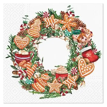 Papírový kapesník Ubrousky PAW Dekor L (20ks) Gingerbread Wreath