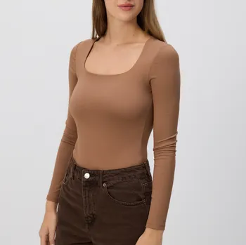 Body Reserved - Body s hranatým výstřihem - zlatavá hnědá - ZH839-82X - ZH839-82X-XL