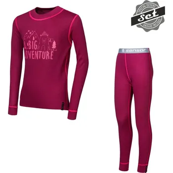 Dětské termo spodní prádlo SENSOR DOUBLE FACE SET ADVENTURE dětský triko dl.rukáv + spodky lilla 110