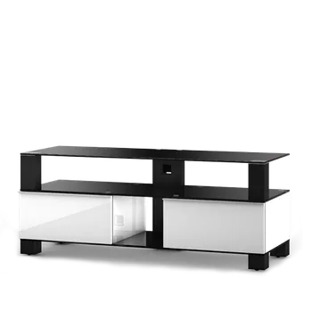 MD 9120 B-HBLK-WHT - stolek černá skla, černá lesk, bílá