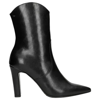 Dámské polobotky Černé Kožené Kotníčkové Boty Na Vysokém Podpatku Wojas 5533251 38