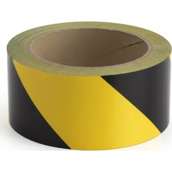 Výstražná páska Černo-žlutá levá reflexní výstražná páska - délka 15 m, šířka 5 cm