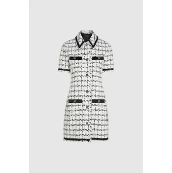 Dámské šaty ŠATY KARL LAGERFELD BOUCLE DRESS BLACK WHITE KARL BOUCLE