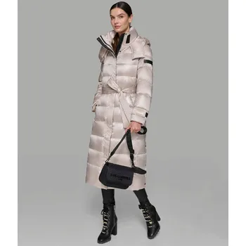 Dámská bunda KARL LAGERFELD dlouhá zimní péřová, bunda, kabát CONTRAST béžová Black Friday AKCE XS