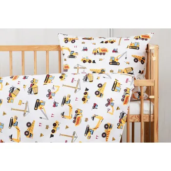 Povlečení JAN peří Luxusní dětské povlečení do postýlky - renforcé - stavební stroje - Dětské povlečení do postýlky 60x45/135x90 - stavební stroje