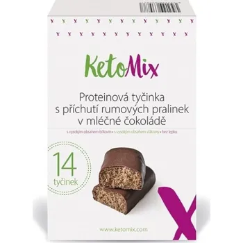 Keto dieta KETOMIX Proteinová tyčinka s příchutí rumových pralinek v mléčné čokoládě 14&nbsp;kusů