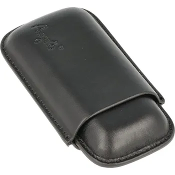 Pouzdro na 2 doutníky Angelo, koženka, 12cm, černé