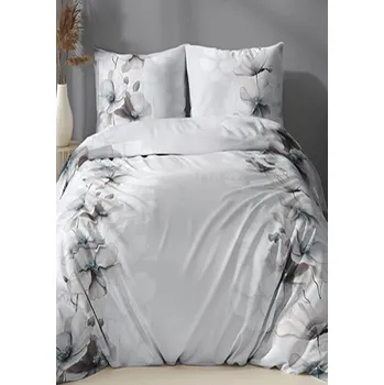 Povlečení Flanelové povlečení 140x200 + 70x90 - Šípková růže na šedém