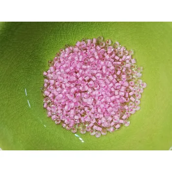 Dětské navlékací korálky Korálky PRECIOSA rokajl vel.8/0 - čirá s růžovým průtahem - 10g