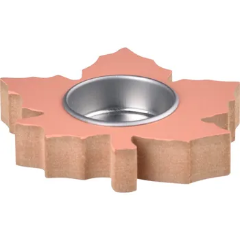 Svícen Svícen dřevo, plech 100x90 mm list lososová, na čaj. svíčku 53 gram