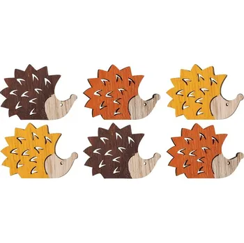 Vánoční dekorace ANDĚL Ježci dřevění 4 x 3 cm mix barev, 12 ks