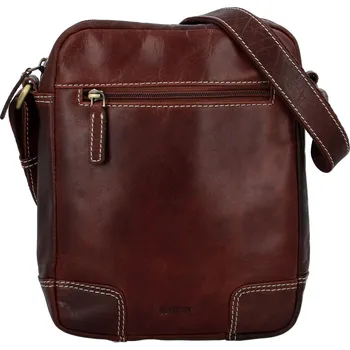 Pánská kožená taška hladká hnědá - Diviley Harlem hnědá