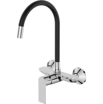 Vodovodní baterie Dřezová baterie nastěnná s flexi výtokem MIXXUS PREMIUM ALEX 005 REFL.BLACK, černá | ALEX 005 REFL.BLACK Procraft