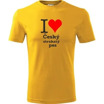 Chlapecké tričko Žluté dětské tričko I love Český strakatý pes - dárek pro malého pejskaře / pejskařku - barva žlutá - velikost 6let