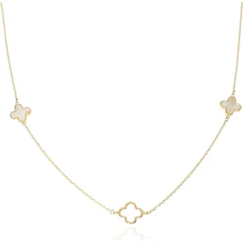 Řetízek Zlatnictví Helios Zlatý řetízek se čtyřlístky s perletí