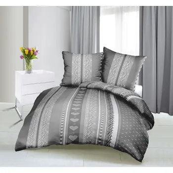 Povlečení Krepové povlečení šedé srdce texora LT818