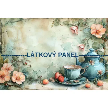 Látkový panel - Zátiší se šálkem - VI-74 Velikost: 10x7cm, Materiál: Mikroplyš