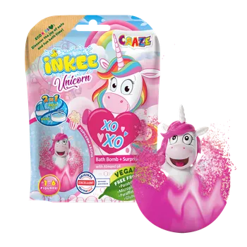 CRAZE INKEE šumivá bomba do koupele Unicorn s překvapením – popcornová vůně