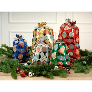 Dárková taška P.N.P. PLAST Vánoční sáček Cloches 20 x 35 cm /100// ,balení 100 ks 589659