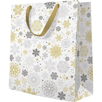 Dárková taška Paw Taška PAW lux střední Metallic snowflakes /10/ ,balení 10 ks 589468