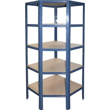 regál meets-ecommerce UG Rohový regál 200x90x60, 5-6 polic barva: modrá, počet polic: 5 polic