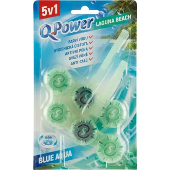 WC čistič Q-Power Tuhý WC závěs Blue Aqua Laguna Beach 2 x 40 g