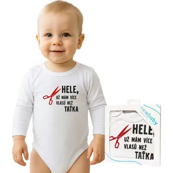 Kojenecký body Body s potiskem New Baby Více vlasů než taťka - dárkové balení Bílá 80 (9-12m)