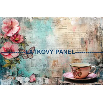 Látkový panel - Zátiší se šálkem - VI-80 Velikost: 30x20cm, Materiál: Mikroplyš