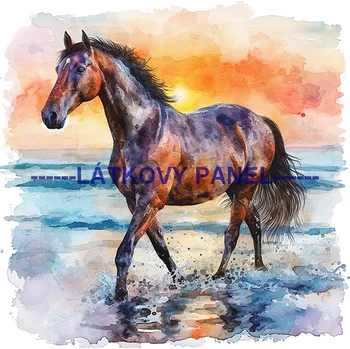 Látkový panel - Kůň - KON - 132 Velikost: 30x30cm, Materiál: Mikroplyš