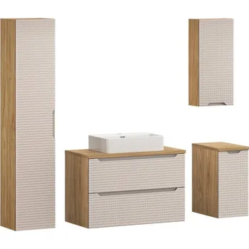Koupelnový nábytek Koupelnová sestava Luxor Beige Trust s deskou, skříňkami a umyvadlem 90 cm béžová/dub olejovaný