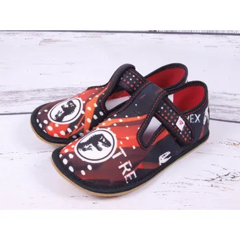 Chlapecké bačkory Bačkůrky capáčky BAREFOOT EF 395 T-REX černočervené velikost: 28