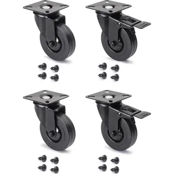 Nábytkové kování EMUCA Sada 4 koleček Indy 50 mm s brzdou, černá