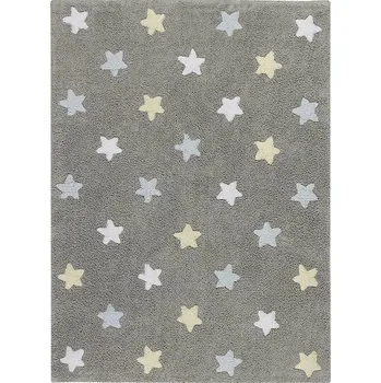 Přírodní koberec, ručně tkaný Tricolor Stars Grey-Blue - doprava zdarma