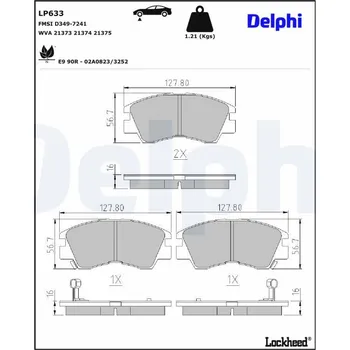 Brzdová destička Sada brzdových destiček, kotoučová brzda DELPHI LP633